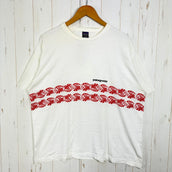 【Men's L ホワイト系】 1997 Patagonia ( パタゴニア ) オーガニックコットン ボタニカルプリントTシャツ Organic Cotton Botanical Print T-Shirt 生産終了モデル 入手困難 黒タグ オーガニックコットン