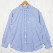 【Men's S ブルー系】 Ridge Mountain Gear ( リッジマウンテンギア ) ベーシック ロングスリーブシャツ ストライプ Basic Long Sleeve Shirt Stripe Blue / White ポリエステル ウェア トップス