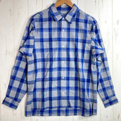 Yamatomichi(山道)美利奴羊毛衬衫,男女通用,小号,蓝色,蓝灰色格纹。已停产,很难找到。美利奴羊毛上衣,内衣,长袖衬衫,羊毛材质。产品代码:z000570。