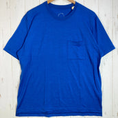 Yamatomichi 男女通用 L 码蓝色 100% 美利奴羊毛轻薄圆领口袋上衣/内搭/短袖T恤