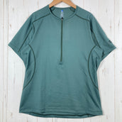 【Men's M グリーン系】 Finetrack ( ファイントラック ) ラミースピン エア ジップT Ramie Spin Air Zip T ポリエステル ウェア トップス インナー シャツ ショートスリーブTシャツ クルーネック 化繊 z00054926
