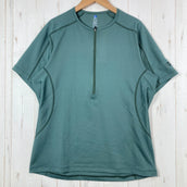 【Men's M グリーン系】 Finetrack ( ファイントラック ) ラミースピン エア ジップT Ramie Spin Air Zip T ポリエステル ウェア トップス インナー シャツ ショートスリーブTシャツ クルーネック 化繊 z00054926
