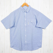 【Men's M ブルー系】 Ridge Mountain Gear ( リッジマウンテンギア ) ベーシック ショートスリーブシャツ ストライプ Basic Short Sleeve Shirt Stripe Blue / White ポリエステル ウェア トッ