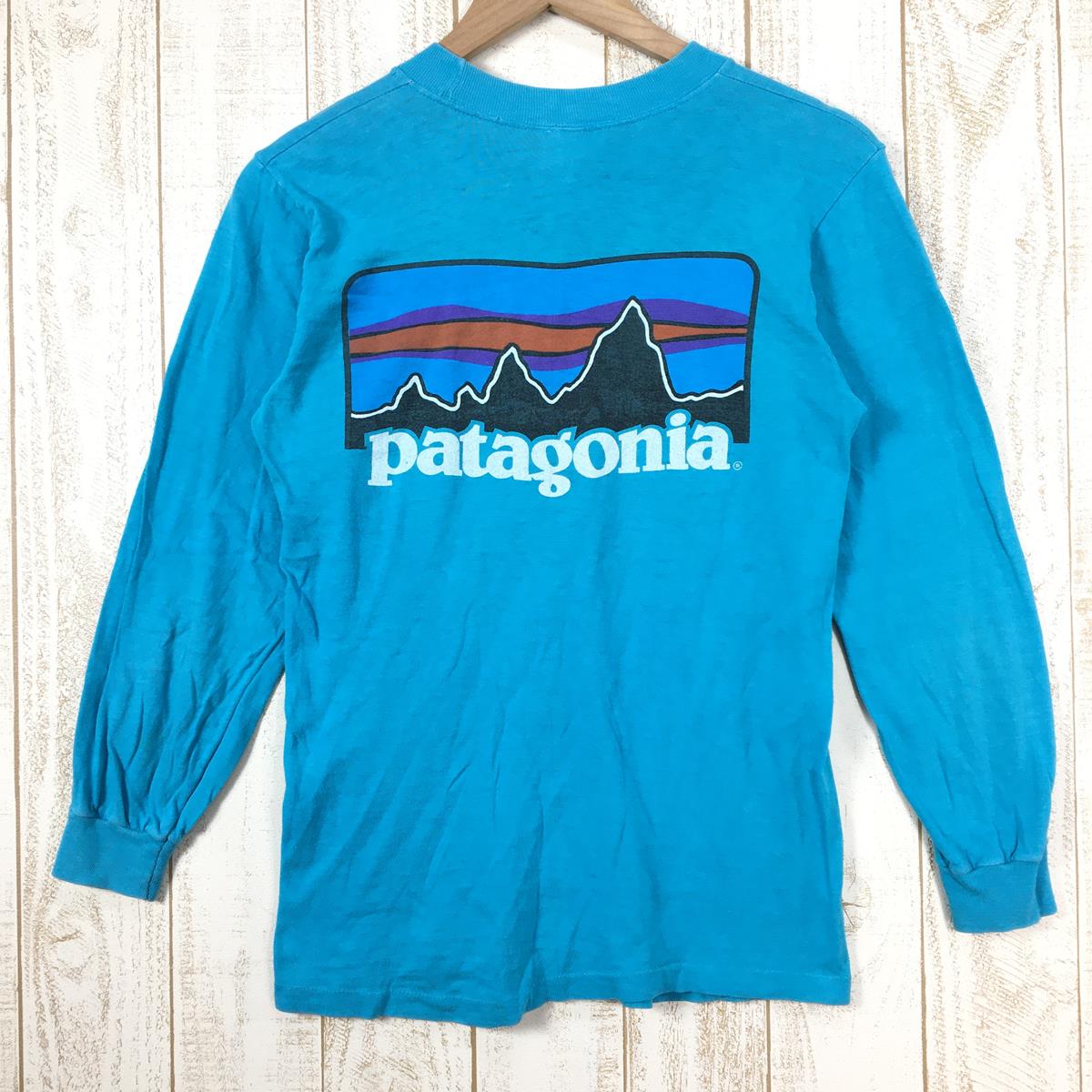 【MEN's S】 パタゴニア 1980s ロングスリーブ バックロゴ ポケット Tシャツ Long Sleeve Back Logo Pocket T-Shirt HI-CRU by stedman アメリカ製 ビンテージ 入手困難 PATAGONIA Turquoise ブルー系