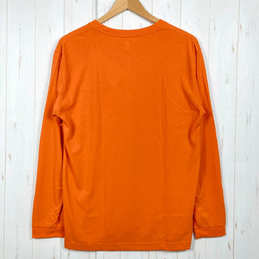 Men's Large Orange Montbell WIC Long Sleeve T-Shirt, Polyester, Crew Neck, Synthetic, Top, Undershirt, z00053643