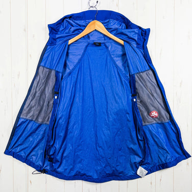 男式 L 码蓝色 Finetrack Numorapp 连帽涤纶外套软壳夹克，带 GORE-TEX 防风功能 (z0005)