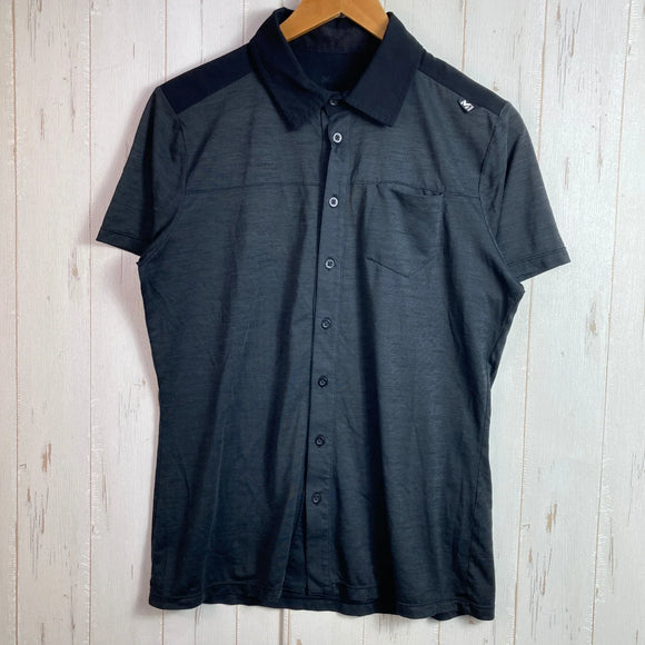 【Men's M ブラック系】 Millet ( ミレー ) クラウドピーク ウールシャツ CLOUD PEAK WOOL SHIRT メリノウール ウェア トップス インナー シャツ ショートスリーブシャツ ウール z00053832  ウール ショートスリーブシ