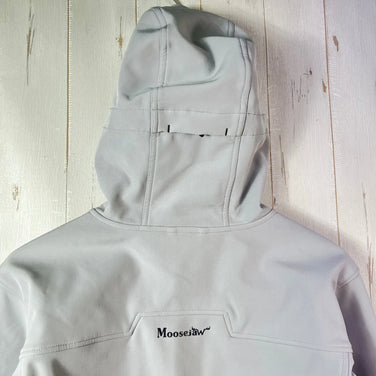 Men's Small Gray Moosejaw Harper Hooded Softshell Jacket. Hard-to-find polyester outerwear, softshell jacket, z000539.