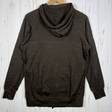 Yamatomichi 男女通用中号棕色美利奴羊毛全拉链连帽衫。美利奴羊毛上衣、内搭衬衫、连帽衫、羊毛，z00056349。