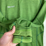 【Men's S グリーン系】 Marmot ( マーモット ) クライム ウール ボーダー ロングスリーブ クルー Climb Wool Border L/S Crew ポリエステル ウェア トップス インナー シャツ ロングスリーブTシャツ クルーネック 化繊