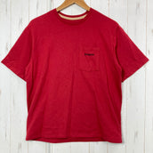【Men's S レッド系】 2022 Patagonia ( パタゴニア ) ライン ロゴ リッジ ポケット レスポンシビリティー Line Logo Ridge Pocket Responsibili Tee SUMR コットン ウェア トップス インナー シ