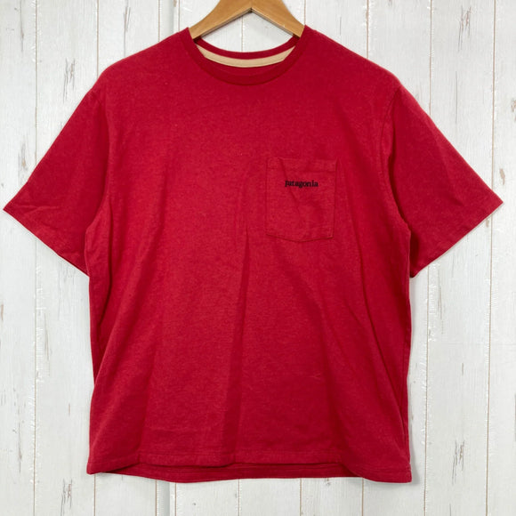 【Men's S レッド系】 2022 Patagonia ( パタゴニア ) ライン ロゴ リッジ ポケット レスポンシビリティー Line Logo Ridge Pocket Responsibili Tee SUMR コットン ウェア トップス インナー シ