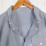 Men's Large Gray Ridge Mountain Gear Basic Short Sleeve Shirt Stripe Gray/White Polyester Top