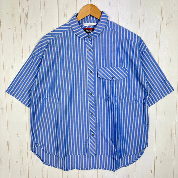 【Women's L ブルー系】 Nanga ( ナンガ ) スプリング ストライプ シャツ Spring Stripe Shirt N2501-1J508B BLU z00058261 BLU コットン ショートスリーブシャツ インナー シャツ トップス ウェア