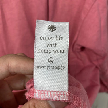 【Men's XL ピンク系】 Gohemp ( ゴーヘンプ ) ワイド フットボール ティー Wide Football Tee ヘンプコットン 七分袖 ワイドシルエット ヘンプ ウェア トップス インナー シャツ ショートスリーブTシャツ クルーネック コットン