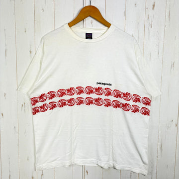 【Men's L ホワイト系】 1997 Patagonia ( パタゴニア ) オーガニックコットン ボタニカルプリントTシャツ Organic Cotton Botanical Print T-Shirt 生産終了モデル 入手困難 黒タグ オーガニックコットン