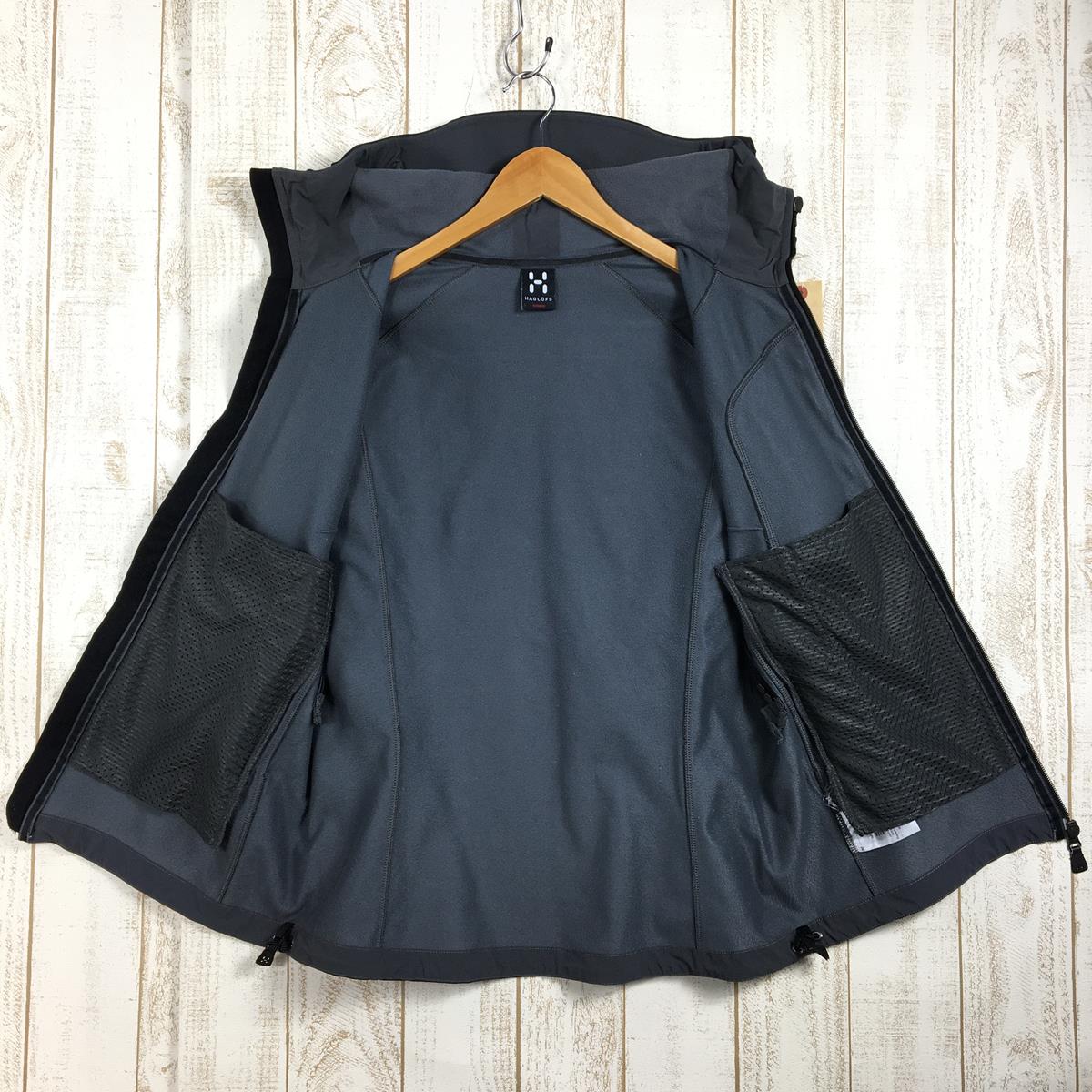 【女款 L 黑色】Haglofs Ulta Q Hood 软壳 Gore Windstopper 夹克连帽衣 国际女式软壳外套