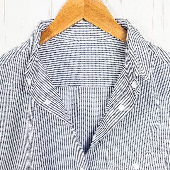 【Women's M グレー系】 Ridge Mountain Gear ( リッジマウンテンギア ) ベーシック ショートスリーブシャツ ストライプ Basic Short Sleeve Shirt Stripe Grey / White ポリエステル ウェア トッ