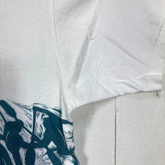 【Men's L ホワイト系】 1990s Patagonia ( パタゴニア ) カヤック プリント オーガニックコットン Tシャツ Kayak Print Organic Cotton T-Shirt 生産終了モデル 入手困難 黒タグ オーガニックコットン ウェ