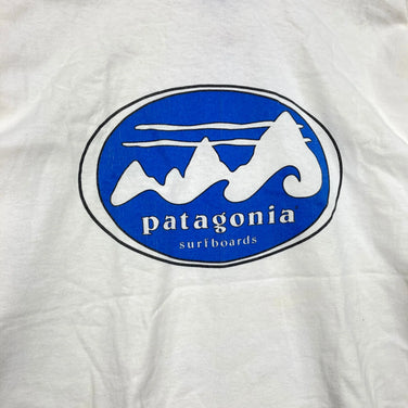 【Men's L ホワイト系】 1998 Patagonia ( パタゴニア ) オーガニックコットン サーフボード ティー 生産終了モデル 入手困難 黒タグ オーガニックコットン ウェア トップス インナー シャツ ショートスリーブTシャツ クルーネック コットン