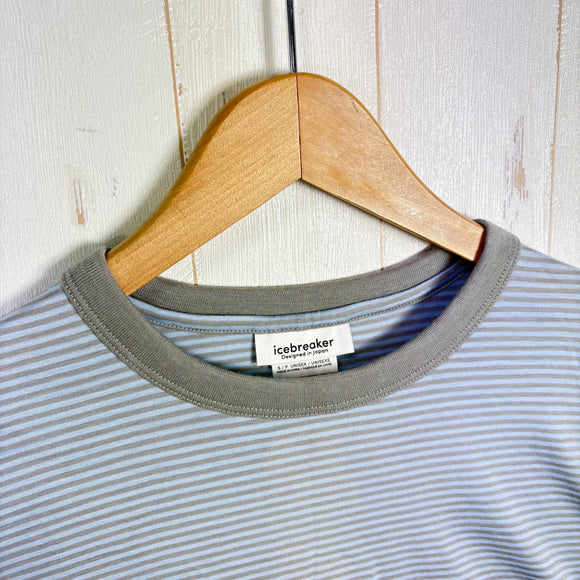 【Unisex S ブルー系】 Icebreaker ( アイスブレーカー ) 150 メリノライト ストライプ LS ティー 150 Merino Stripe LS Tee メリノウール100% 先染めボーダー メリノウール ウェア トップス インナー シャツ
