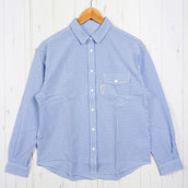 【Women's S ブルー系】 Ridge Mountain Gear ( リッジマウンテンギア ) ベーシック ロングスリーブシャツ ストライプ Basic Long Sleeve Shirt Stripe Blue / White ポリエステル ウェア トップス
