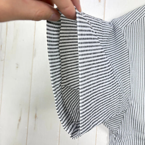 【Women's S グレー系】 Ridge Mountain Gear ( リッジマウンテンギア ) ベーシック ショートスリーブ シャツ ストライプ Basic Short Sleeve Shirt Stripe  Grey × White z00055799 G