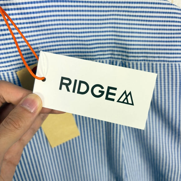 【Women's S ブルー系】 Ridge Mountain Gear ( リッジマウンテンギア ) ベーシック ショートスリーブ シャツ ストライプ Basic Short Sleeve Shirt Stripe  Blue × White z00055794 B