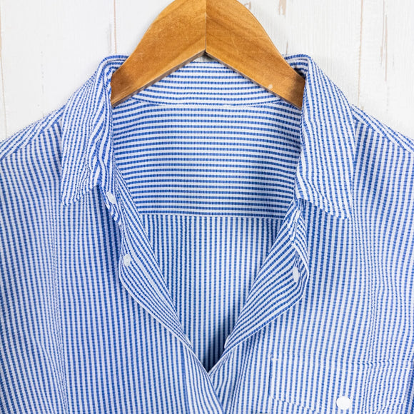 【Women's S ブルー系】 Ridge Mountain Gear ( リッジマウンテンギア ) ベーシック ロングスリーブシャツ ストライプ Basic Long Sleeve Shirt Stripe Blue / White ポリエステル ウェア トップス