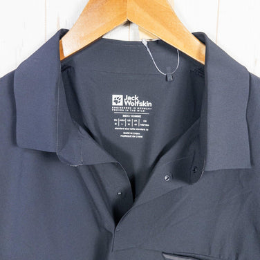 Men's Medium Gray Jackwolfskin Half-Button Shirt, Polyester, Short Sleeve, Synthetic, Top, Undershirt, z00053102