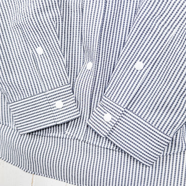 Men's Large Gray Ridge Mountain Gear Basic Long Sleeve Shirt, Stripe Gray/White, Polyester, Top