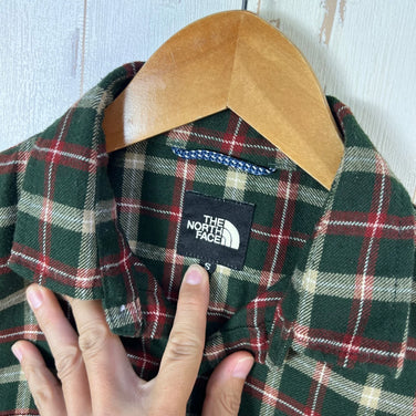 Men's Small Green The North Face Flannel Check Shirt, Polyester, Long Sleeve, Synthetic, Tops, Undershirt, z00053537