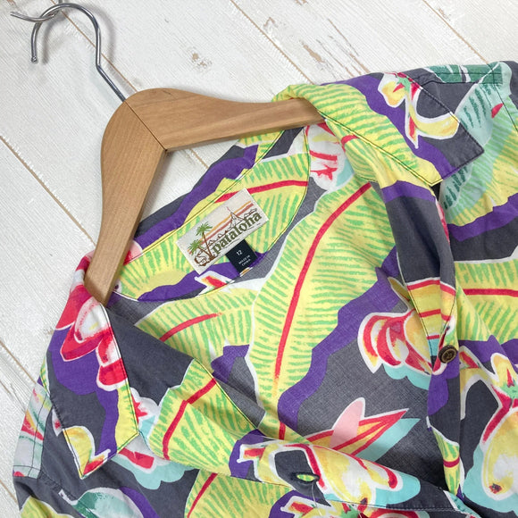 【Women's 12 イエロー系】 2017 Patagonia ( パタゴニア ) マリヒニ パタロハ Malihini Pataloha Shirt 生産終了モデル 入手困難 ブラックバナナ 復刻 レーヨン ウェア トップス インナー シャツ ショートスリーブシャツ