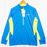 男款 Asics FT 长袖拉链上衣，L 码，蓝色。涤纶，合成纤维。长袖衬衫。z00052998。合成纤维。长袖衬衫。