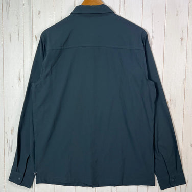 男式 M 海军蓝 Mountain Hardwear Shade Lite 长袖衬衫，涤纶，上衣，汗衫，长袖衬衫