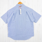 女式中号 Blue Ridge Mountain Gear 基本款短袖衬衫条纹蓝/白涤纶上衣