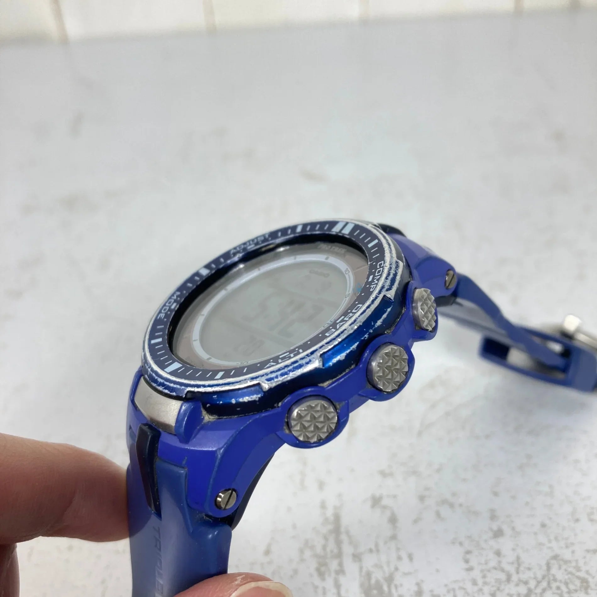 【OneSize ブルー系】 Pro Trek By Casio ( プロトレック By カシオ ) PRW-3000 スリムライン 電波ソーラー トリプルセンサーVer.3搭載 電子機器 精密機器 アウトドア OneSize ブルー系】 Pro Trek By Casio ( プロトレック By カシオ