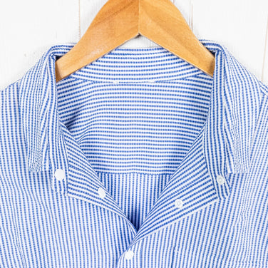 【Men's L ブルー系】 Ridge Mountain Gear ( リッジマウンテンギア ) ベーシック ロングスリーブ シャツ ストライプ Basic Long Sleeve Shirt Stripe Blue x White ポリエステル ウェア トップ - 【公式】2ndGEAR（セカンドギア）Webショップ【登山用品・アウトドア用品専門 買取販売店】