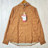 Men's Size L Beige Jolly Gear Triple Crown Button Down Long Sleeve Golden Waves Polyester Top