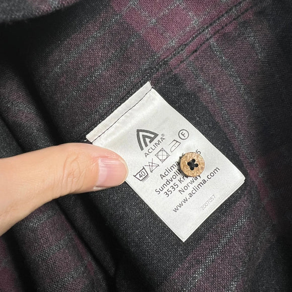 【Men's M パープル系】 Aclima ( アクリマ ) レジャーウール リボーン ウール シャツ LeisureWool ReBorn Wool Shirt 106310 369 CHECK DARK GREY/BORDEAUX z00055898 369
