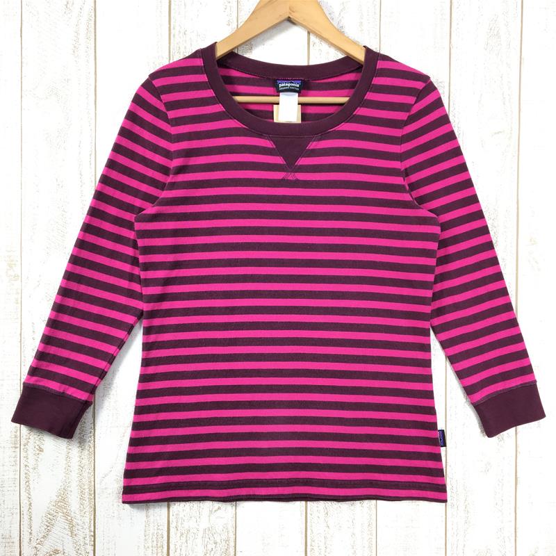 [Women's S Pink] Patagonia Long-Sleeved Sender Stripe Top Organic Cotton T-shirt Long t 54610 International Women's