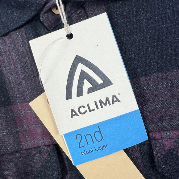 【Men's M パープル系】 Aclima ( アクリマ ) レジャーウール リボーン ウール シャツ LeisureWool ReBorn Wool Shirt 106310 369 CHECK DARK GREY/BORDEAUX z00055898 369