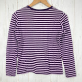 【Women's S パープル系】 Montbell ( モンベル ) メリノウールプラス ボーダー ロングスリーブ T シャツ Merino Wool Plus Border Long Sleeve T-Shirt スランテックカフ / UVカット メリノウール ウェ