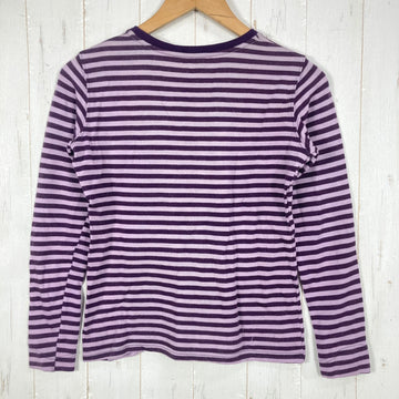 【Women's S パープル系】 Montbell ( モンベル ) メリノウールプラス ボーダー ロングスリーブ T シャツ Merino Wool Plus Border Long Sleeve T-Shirt スランテックカフ / UVカット メリノウール ウェ - 0