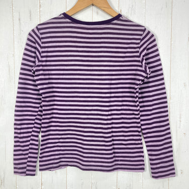 【Women's S パープル系】 Montbell ( モンベル ) メリノウールプラス ボーダー ロングスリーブ T シャツ Merino Wool Plus Border Long Sleeve T-Shirt スランテックカフ / UVカット メリノウール ウェ