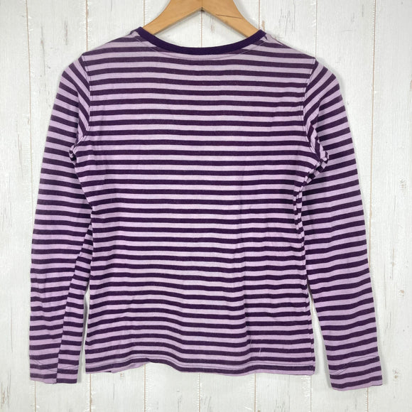 【Women's S パープル系】 Montbell ( モンベル ) メリノウールプラス ボーダー ロングスリーブ T シャツ Merino Wool Plus Border Long Sleeve T-Shirt スランテックカフ / UVカット メリノウール ウェ