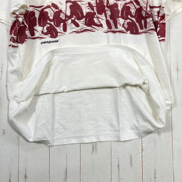 【Men's L ホワイト系】 1990s Patagonia ( パタゴニア ) カヤック プリント オーガニックコットン Tシャツ Kayak Print Organic Cotton T-Shirt 生産終了モデル 入手困難 黒タグ オーガニックコットン ウェ