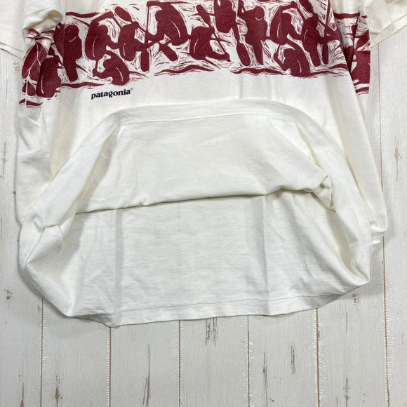 【Men's L ホワイト系】 1990s Patagonia ( パタゴニア ) カヤック プリント オーガニックコットン Tシャツ Kayak Print Organic Cotton T-Shirt 生産終了モデル 入手困難 黒タグ オーガニックコットン ウェ