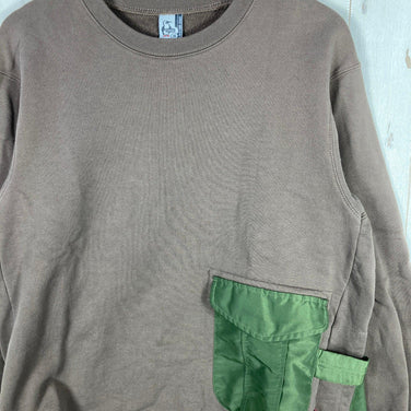 男士小号棕色 Chums 露营卫衣，棉质，抓绒外套，上衣，Z00054453