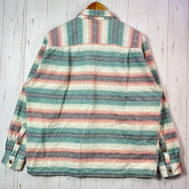 Men's Medium Green 1995 Patagonia Heavy Flannel Shirt, Sunny Stripe, Vintage, Original, Hard-to-Find, Rare Color, Cotton, Top, Undershirt, Long